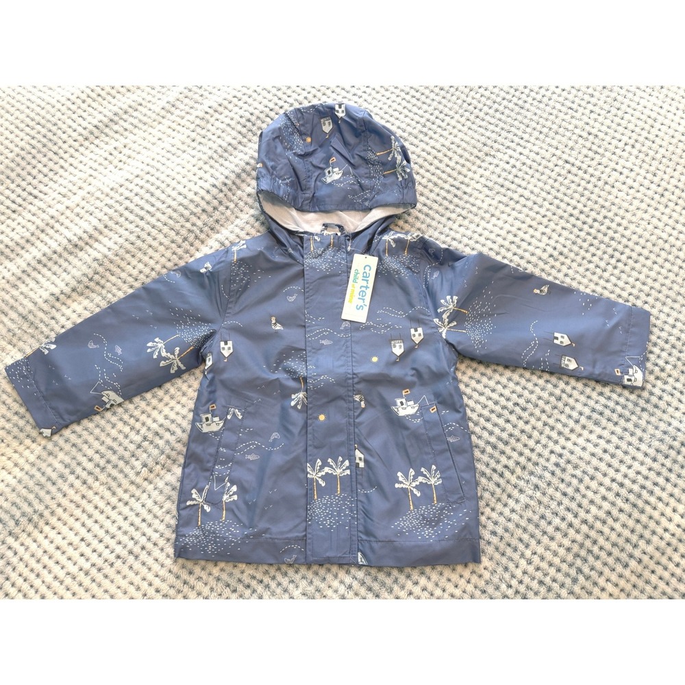 NWT Carter's Child of Mine Boys Blue Hooded Windbreaker Jacket 2T